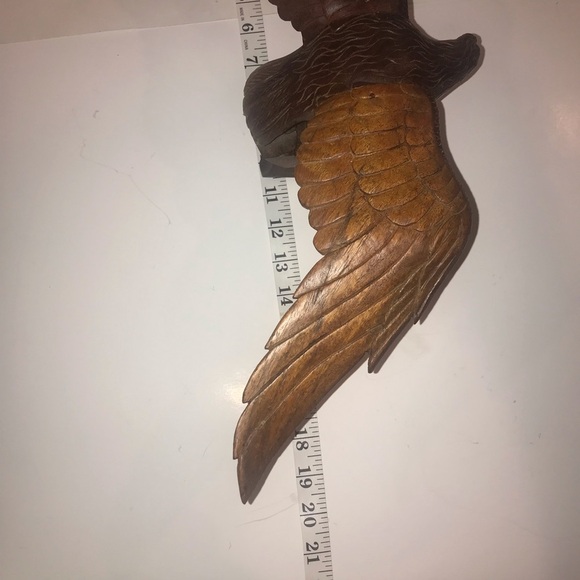 Handcrafted Brown Wooden Eagle Sculpture - Picture 9 of 13